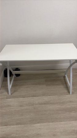 White Desk with Metal Frame