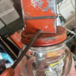 Vintage 40s Androck Nut Grinder Spice Chopper Mill Glass Metal Top Floral Decal