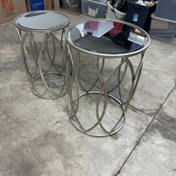 Two Mirror Top End Tables
