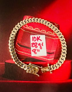 10K Solid Gold 🇨🇺 Links Bracelet NATURAL DIAMOND 💎 VVS IN THE LOCK 28Gr 8 Inches Long