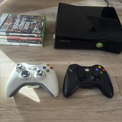 XBOX 360 with games and 2 controllers