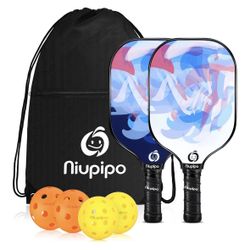 niupipo Pickleball Paddles Set of 2, USAPA Approved Lightweight Pickleball Rackets, Durable Fiberglass Surface with Polypropylene Honeycomb Core, Cu