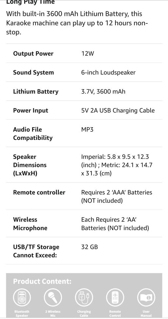 Karaoke Machine with 2 Wireless Microphone Karoke Set Good for Adults/Kids/Party Adjacent Audio B22
