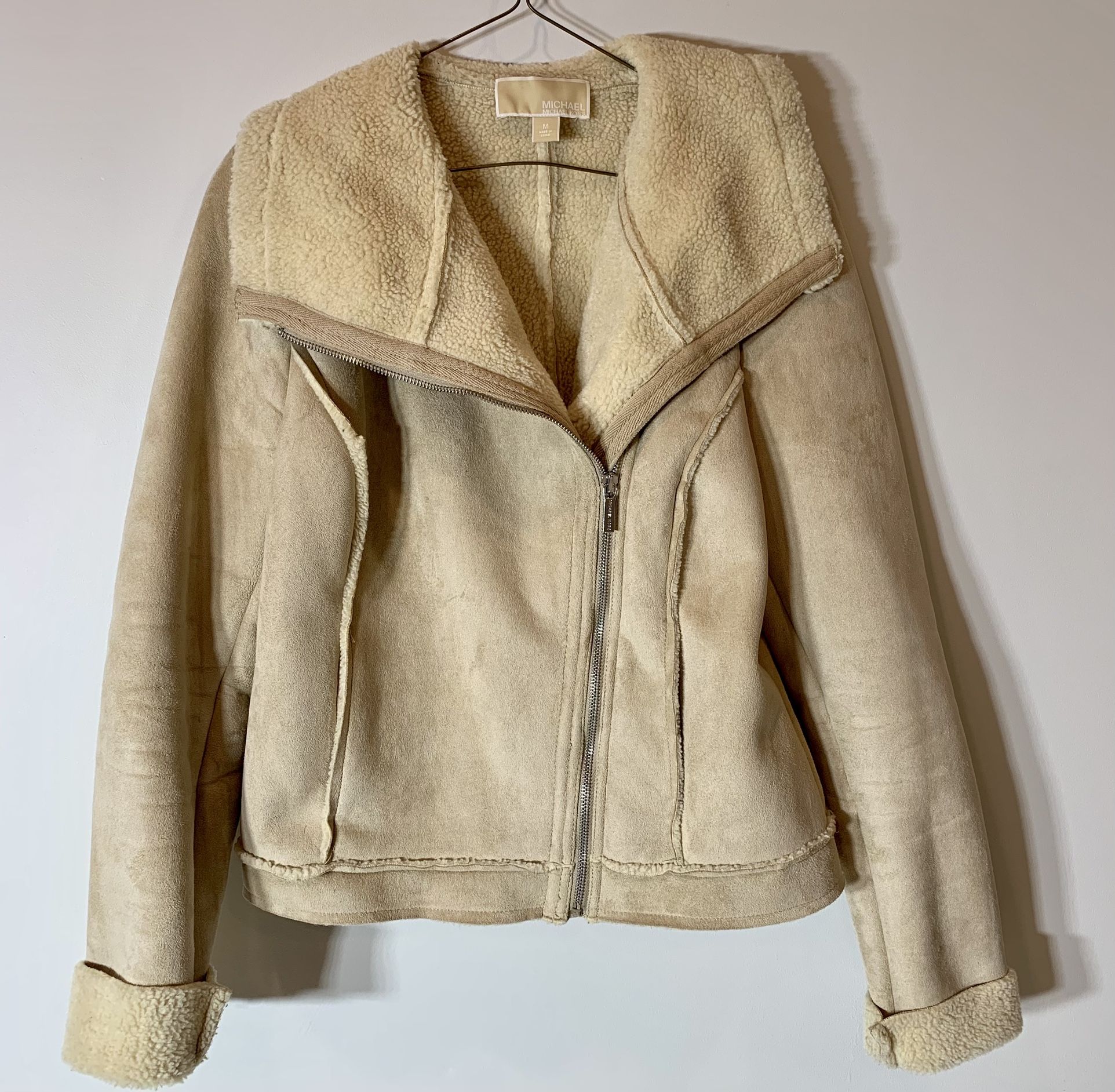 Women's Michael Kors Faux Suede Bomber Flight Jacket Sz M