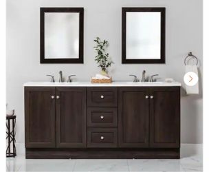 Bannister 73 in. Double Sink Dusk Freestanding Bath Vanity with White Cultured Marble Top