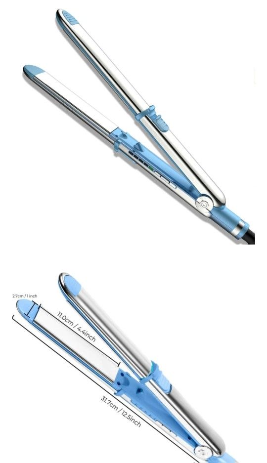 Titanium blue silver flat iron