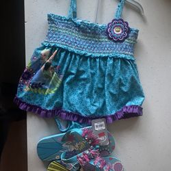 Frozen Girl Swimsuit And Sandals 