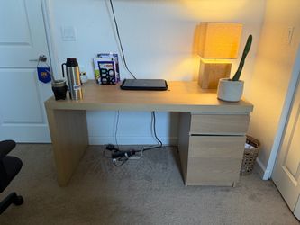 Light Wood Desk with Two Drawers