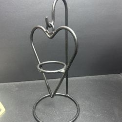 heart candle holder - black metal - 12" tall - votive holder not included   as pictured country primitive hold decor