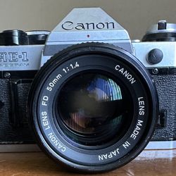 Vintage Canon AE-1 Program 35mm SLR Film Camera w/ 50mm Lens Kit