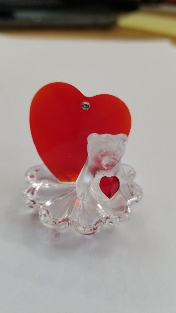 Crystal Bear With Red Heart 