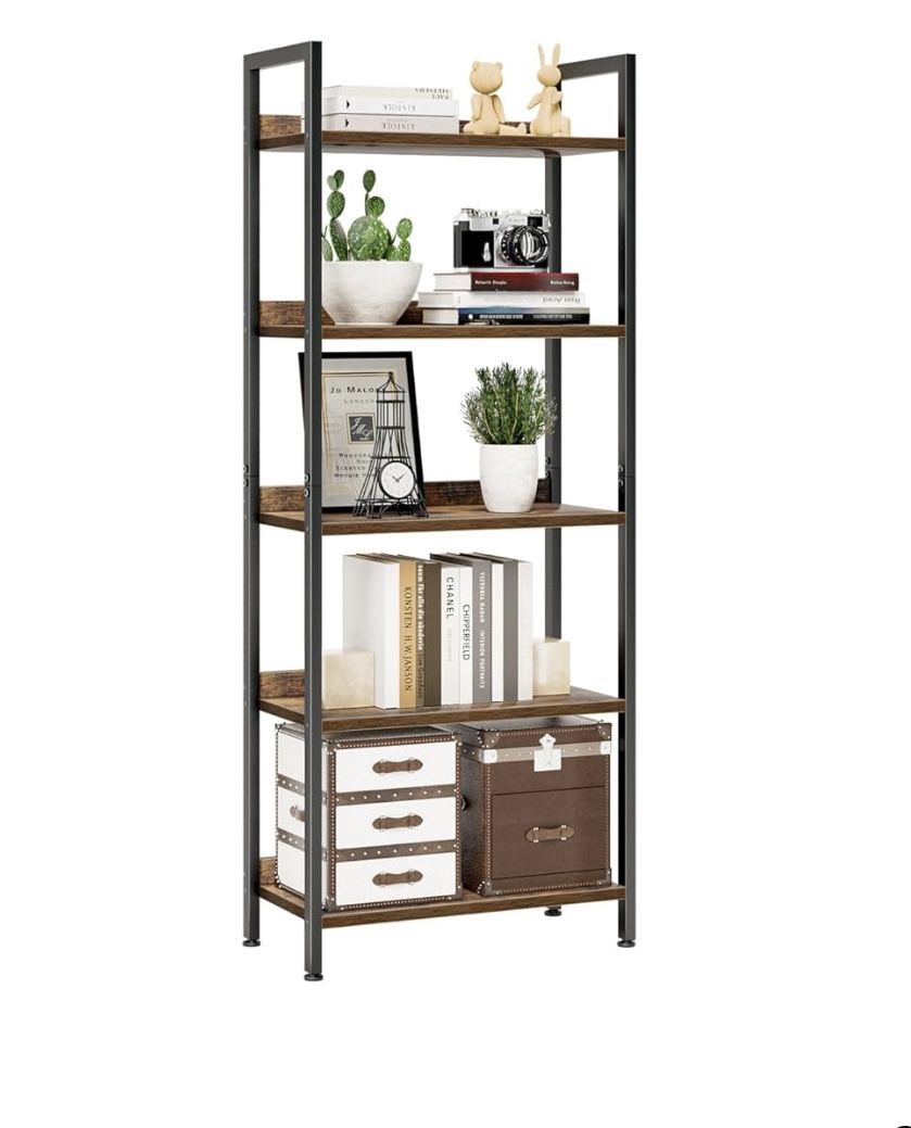 Modern Rustic set of 2 wood and metal bookshelves- Perfect Condition