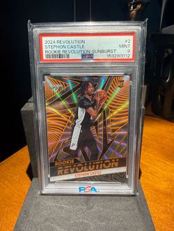 Panini 2024-25 Revolution Stephon Castle Rookie Revolution #2 Sunburst /75 PSA 9