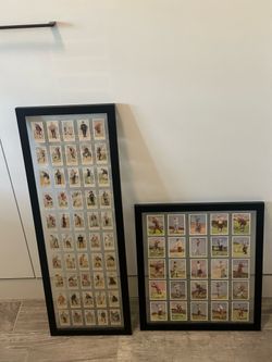 Golf Cigarette Cards in framed display