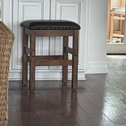 2 All Wood Leather Bar Stool