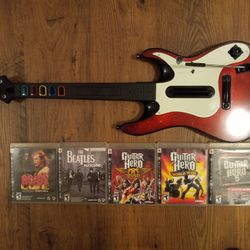 Playstation 3 PS3 Guitar Hero Controller And Games 