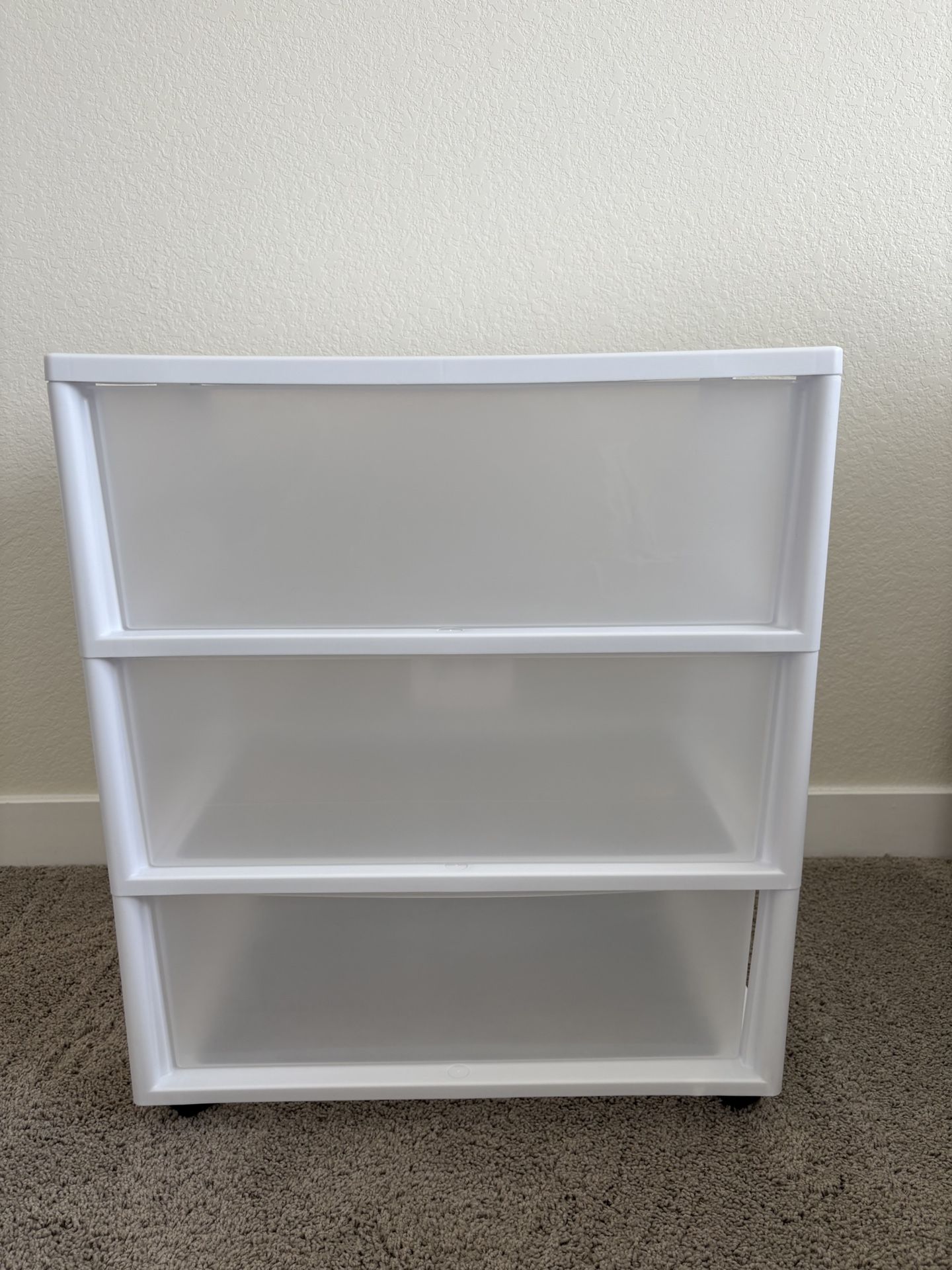Sterilite 3 Drawer Storage Rolling Cart, White