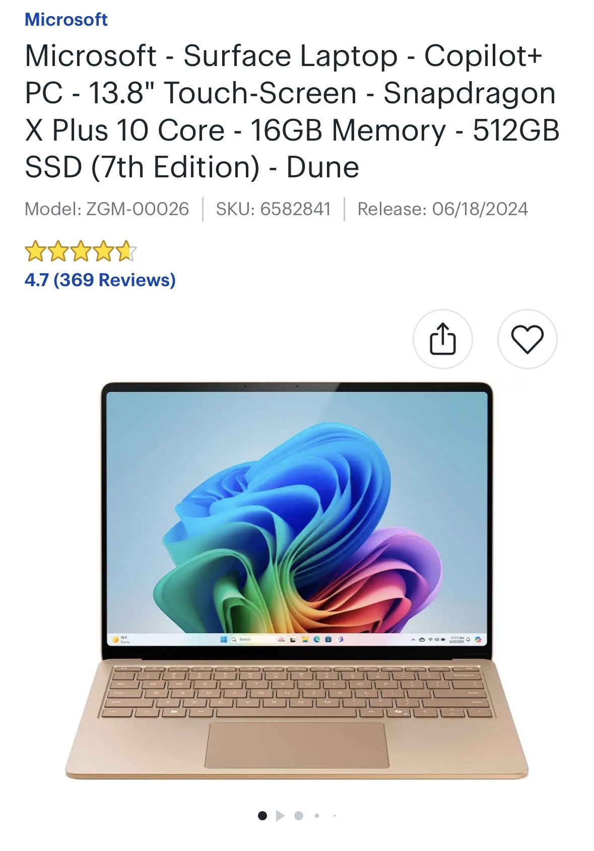 Microsoft Surface Laptop 13.8" Snapdragon X Plus 10 Core 16GB RAM 512GB SSD - KATY PICK UP ONLY