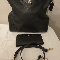 Genuine Coach Hobo Cross Body Bag with Shpulder Strap and Matching Wallet