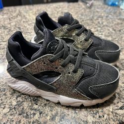 Toddler Black/Gold Shimmer Nike Huarache 