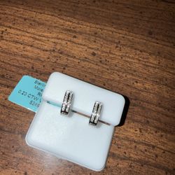 Moissanite Double Row Huggie Earrings .925 Sterling Silver 