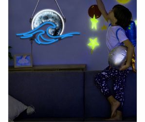 Moon and Ocean Wave LED Neon Wall Sign