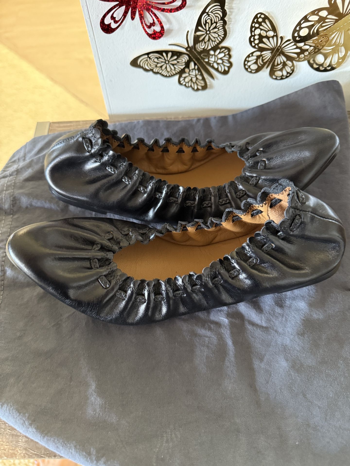 See by Chloé Black Leather Ballet Flats - Size 36