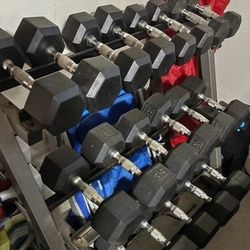 Rubber Hex Dumbbells 