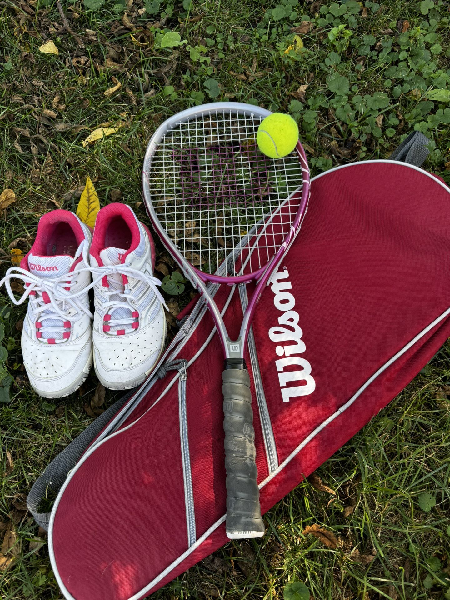 Tennis Racket, Bag, And Shoes