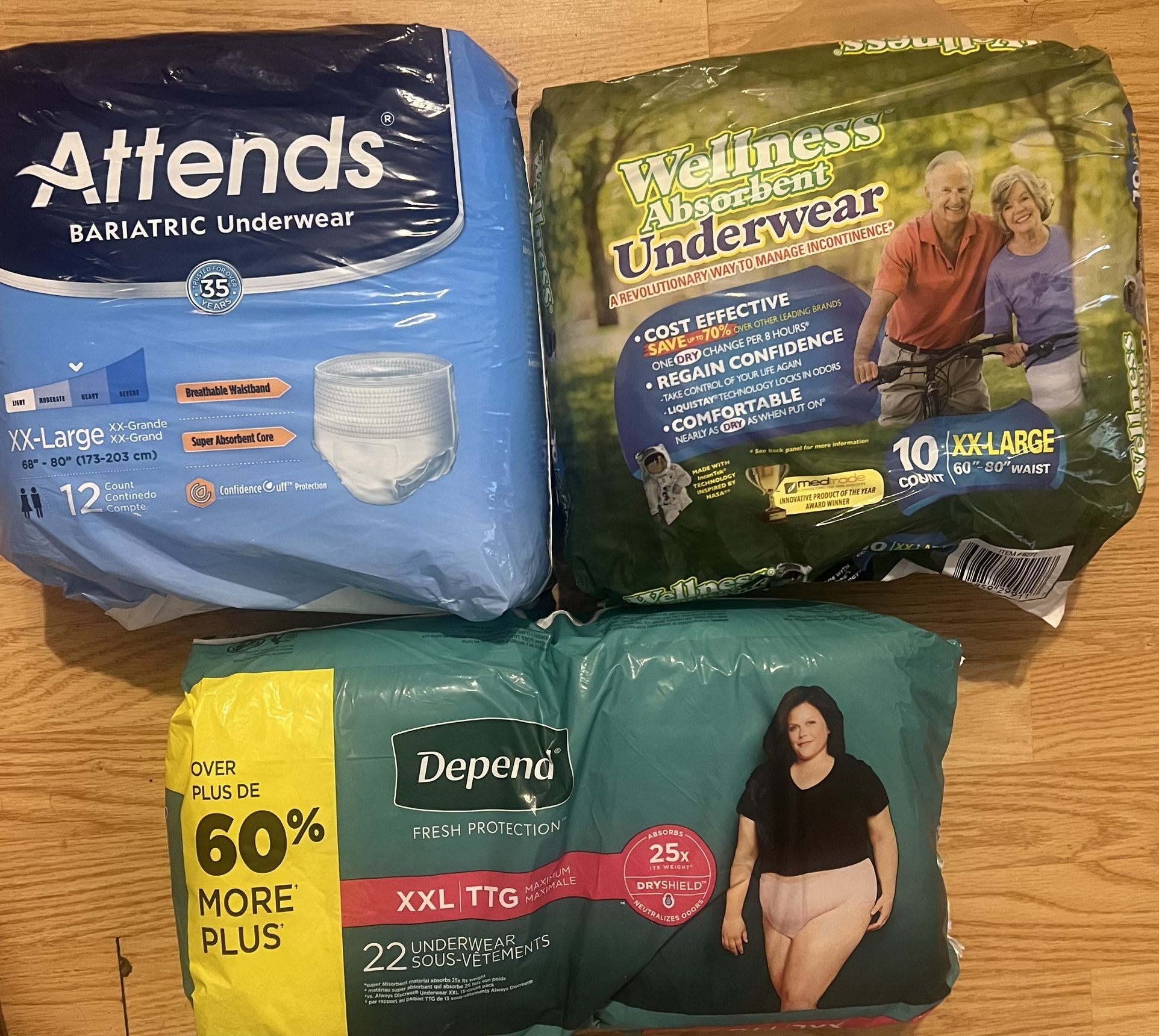 Lot Of Adult Underwear/Adult Diapers Xx Large Size As Pictured