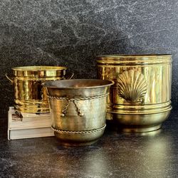 Lot of 3 Brass Planters