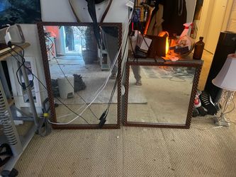 Two heavy wood mirrors