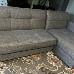 Gray Modular Storage Futon – Reconfigurable, 2-Piece