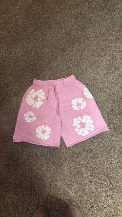 Pink denim tear shorts small