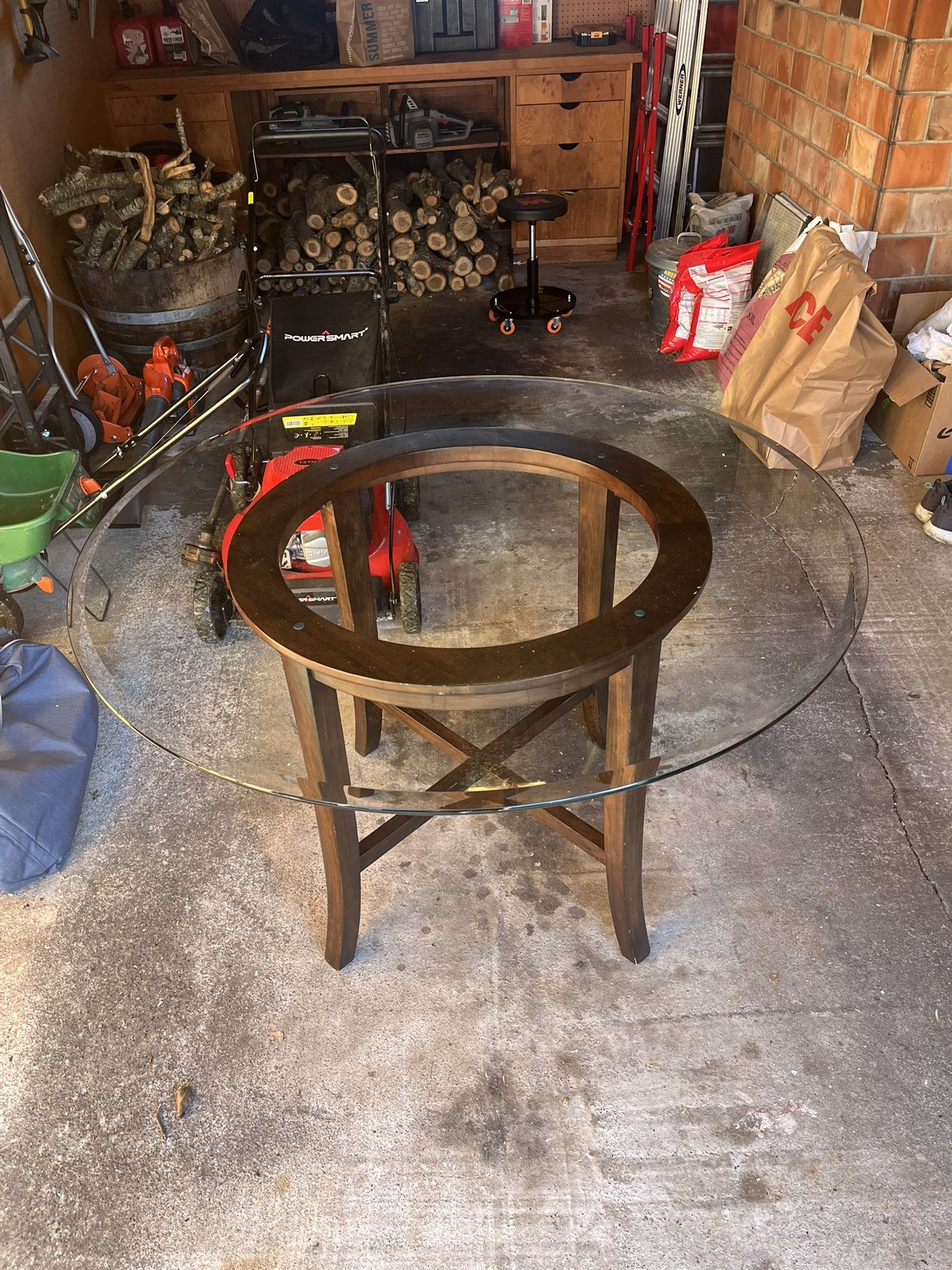 Glass Table With Wood Base