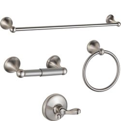 BGL Bathroom Accessory Set, Brushed Nickel Adjustable Expandable Towel Bar 4-Piece Bathroom Hardware Set Wall Mounted New