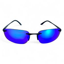 ICICLES Polarized Sunglasses Rimless RM 02P Blue Mirrored Lenses Excellent Italy