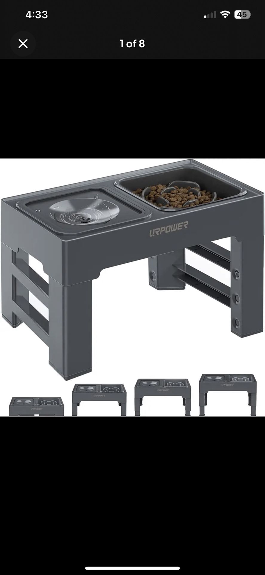 2-In-1 Elevated Slow Feeder Dog Bowls with No Spill Dog Water Bowl Dark Grey