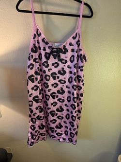 Pink Leopard Print Satin Sleep Chemise 3X