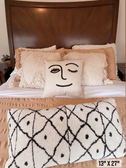 Colette lumbar throw pillow Urban Outfitters. Black White Boho Bedding Decor 13” x 27”