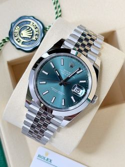 Brand New Rolex Datejust 41 Mint Green Dial, Smooth Bezel, & Jubilee Bracelet