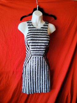 Striped sequin special occasions dress