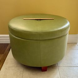OTTOMAN, FAUX LEATHER, STORAGE, ROUND, LG (SALE)