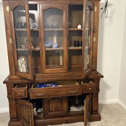 Modern Farmhouse Solid Wood Hutch Cabinet 