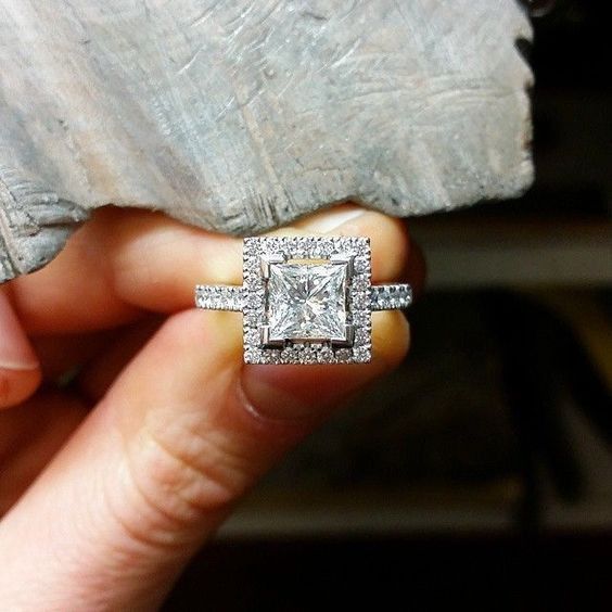 Pure Anillos Princess Cut Zircon Silver Plated Fashion Wedding Ring, L271
 