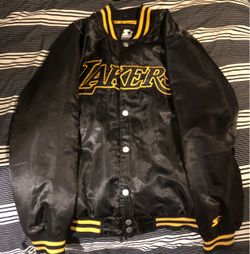Starter Black Label Los Angeles Lakers Bomber Jacket Men's XL Black Yellow