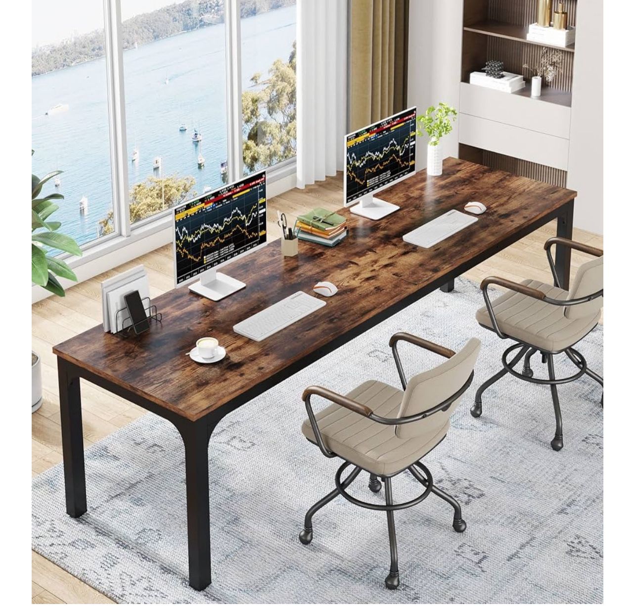Tribesigns 78.7 Inches Extra Long Computer Desk 2 Person Desk, Double Long Desk, Workstaion for Home