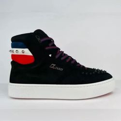 Christian Louboutin Men's Top Rui Spikes Flat Suede Logo Sneakers EU 43 - US 10