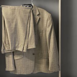 Paul Fredrick Mens Brown Classic fit 100% WOOL Two Button 2pc Suit Sz 48R 40