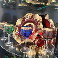 Vintage Bowl And Wine Glasses 